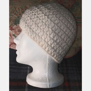 Crochet Beanie Beige Purples Size Small